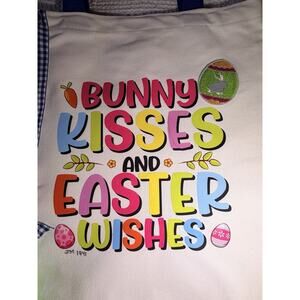 Easter Bunny Kisses Wish Canvas Tote Custom Design Embellish OOAK Basket Bag NEW